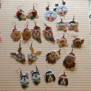 All of the christmas dog earrings holiday puppy festive fun